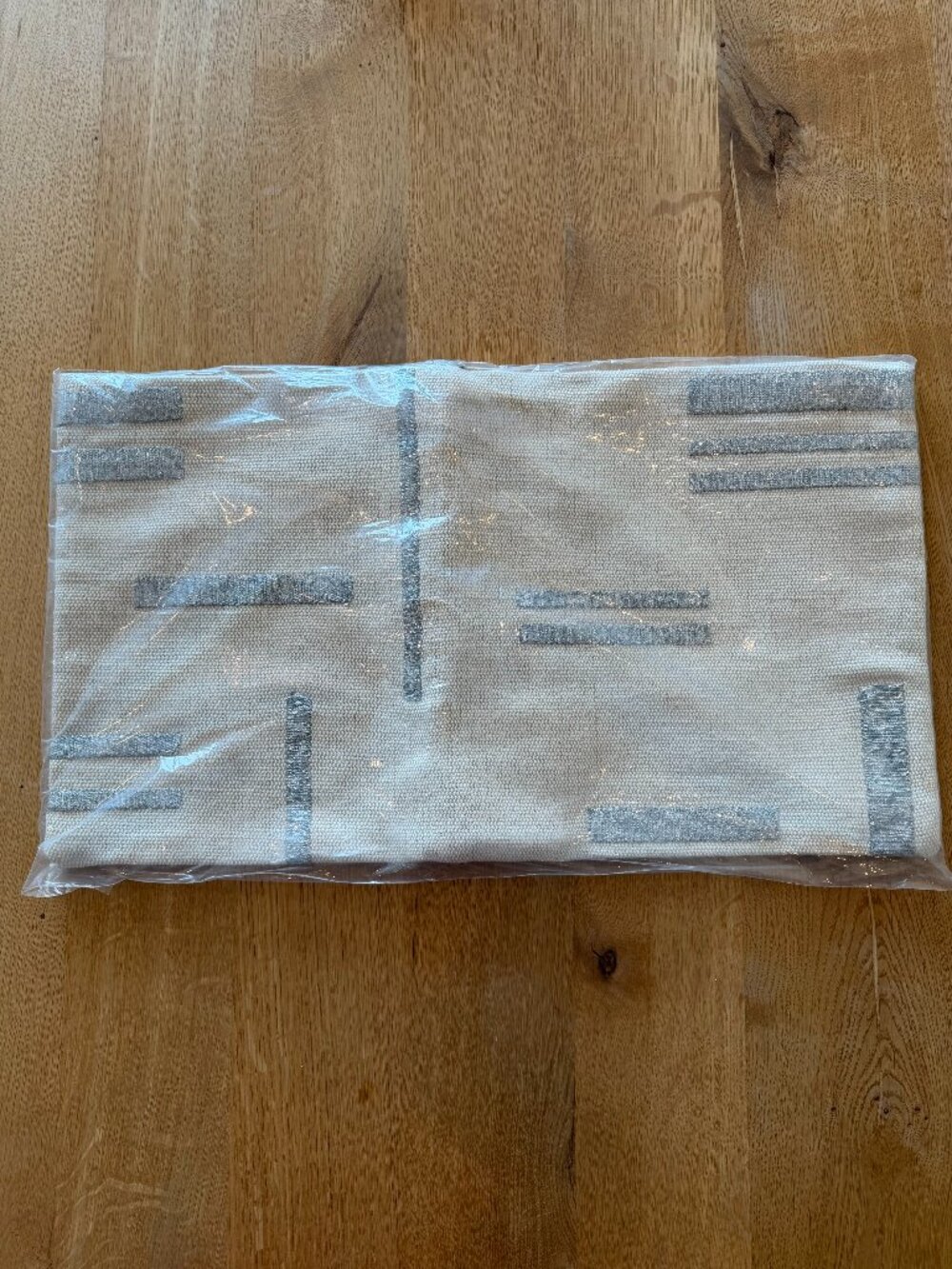 West Elm Handcrafted Lumbar Pillow Cover 12x21 Cream Silver NWT